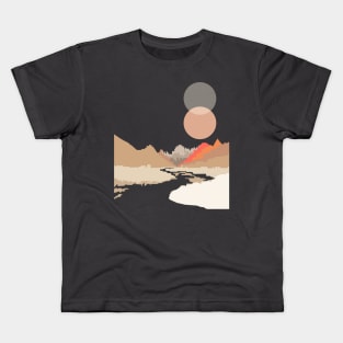 Abstract Digital Sunset Landscape Kids T-Shirt